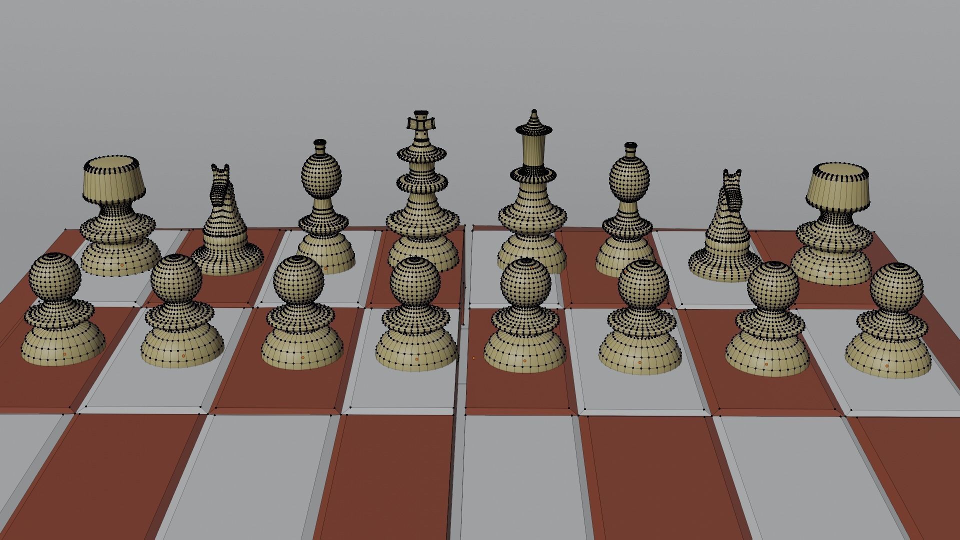 Chessboard chess board with pieces 3D model_5