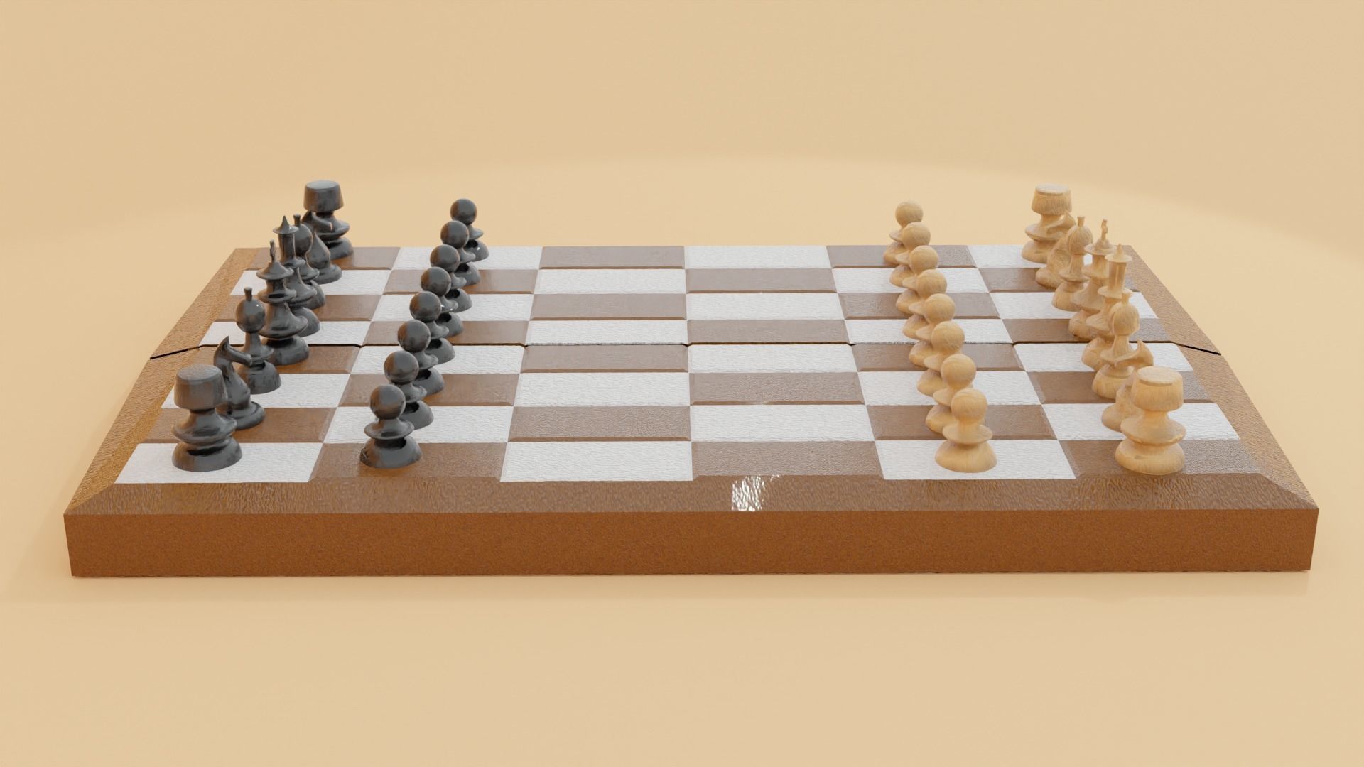 Chessboard chess board with pieces 3D model_1