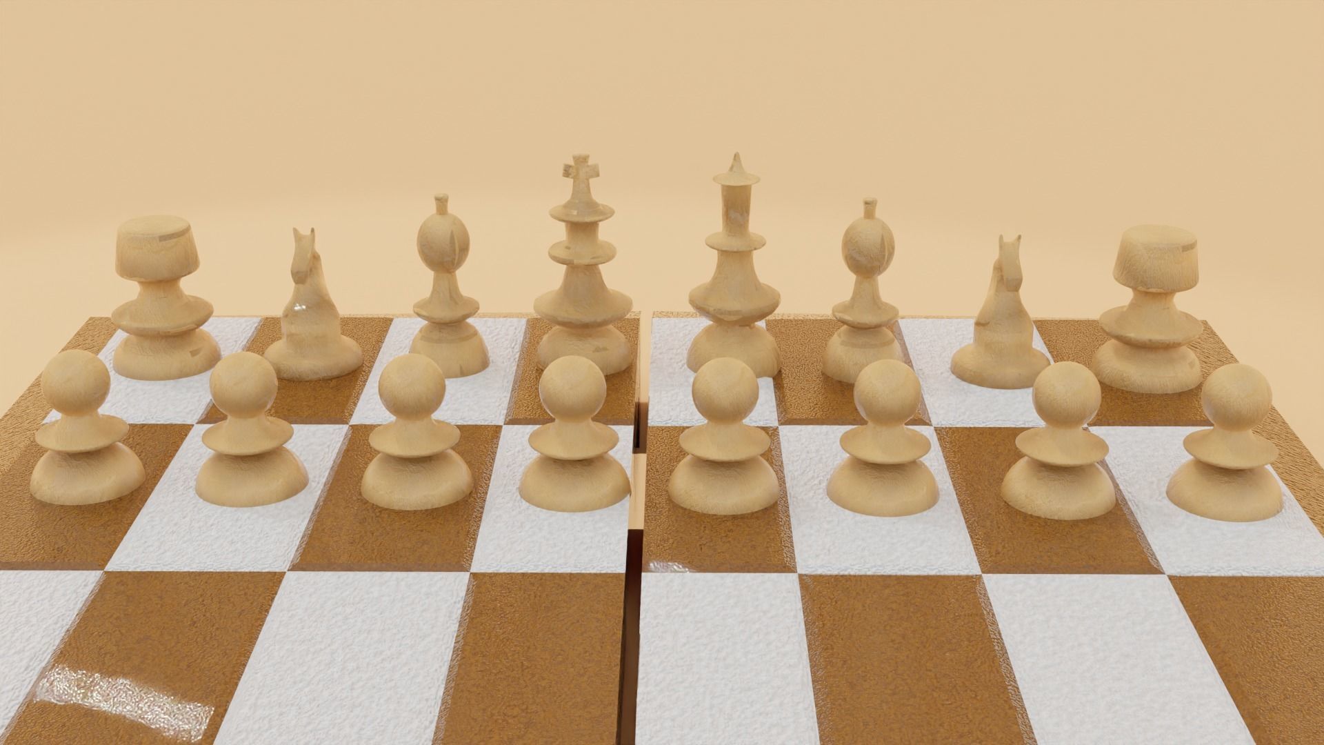 Chessboard chess board with pieces 3D model_4