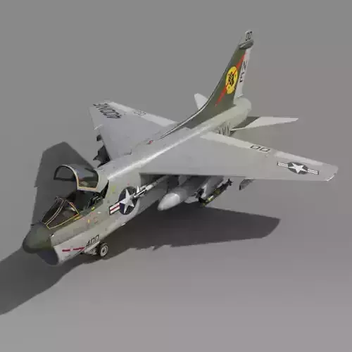  A7 CORSAIR II aircraft with weapons and shelter bonus Free 3D model