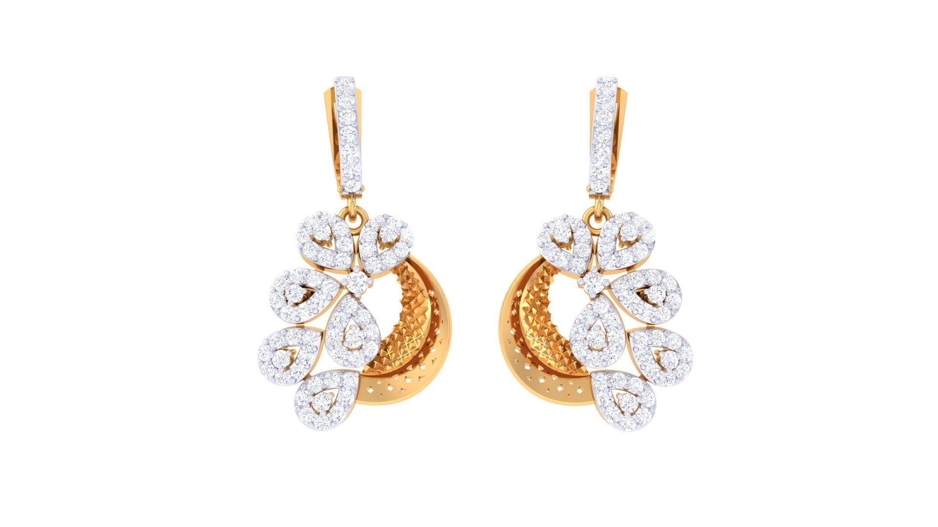 Women Drop Earrings 3dm STL OBJ FBX Renders Details 3D print model_3