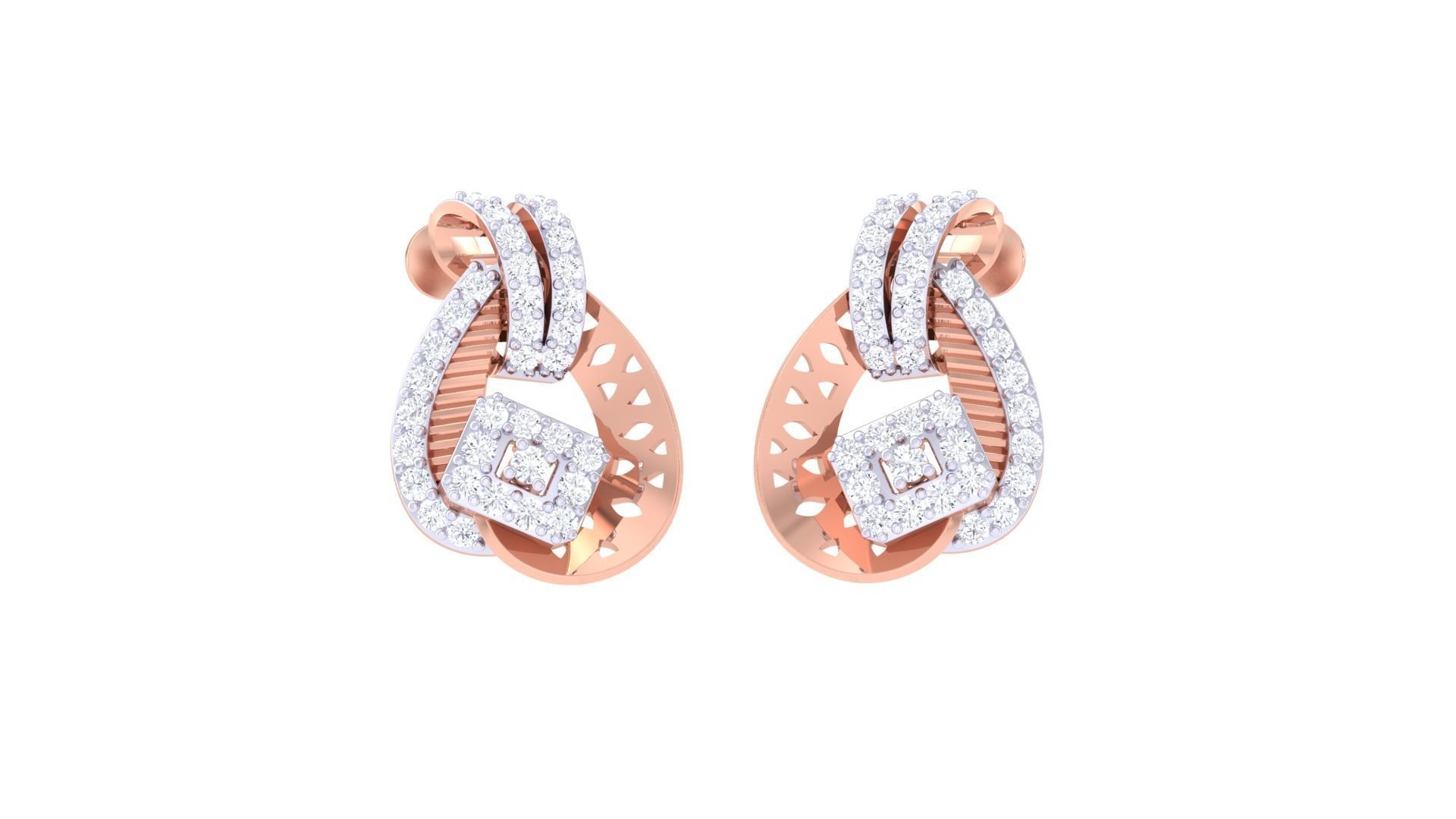 Women Stud Earring 3dm STL OBJ FBX Renders Details 3D print model_1