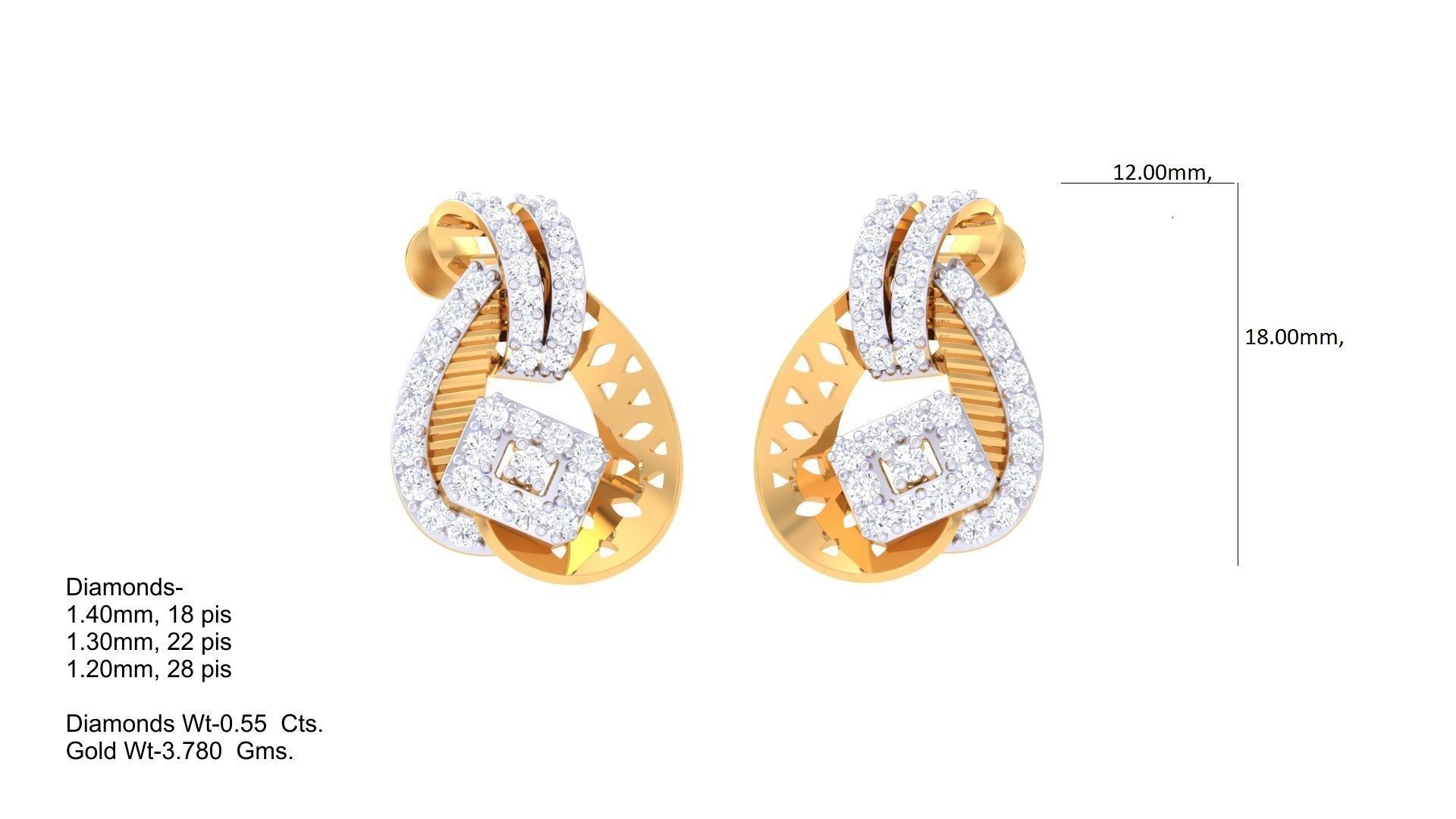 Women Stud Earring 3dm STL OBJ FBX Renders Details 3D print model_2