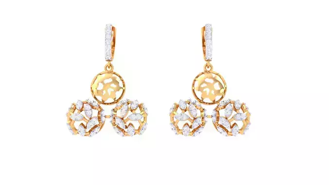 Women Drop Earring 3dm STL OBJ FBX Renders Details