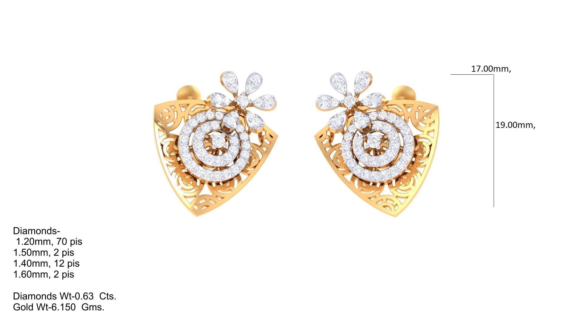 Women Stud Earring 3dm STL OBJ FBX Renders Details 3D print model_2