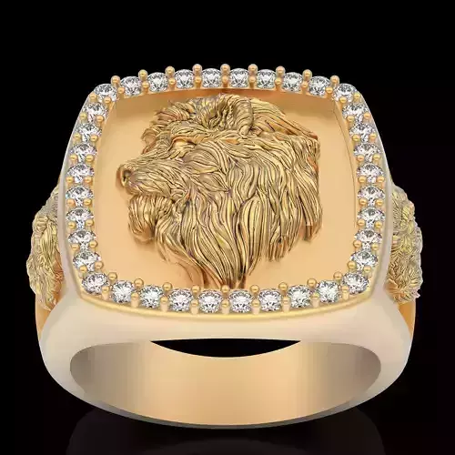 Lion ring silver gold sterling jewelry printable