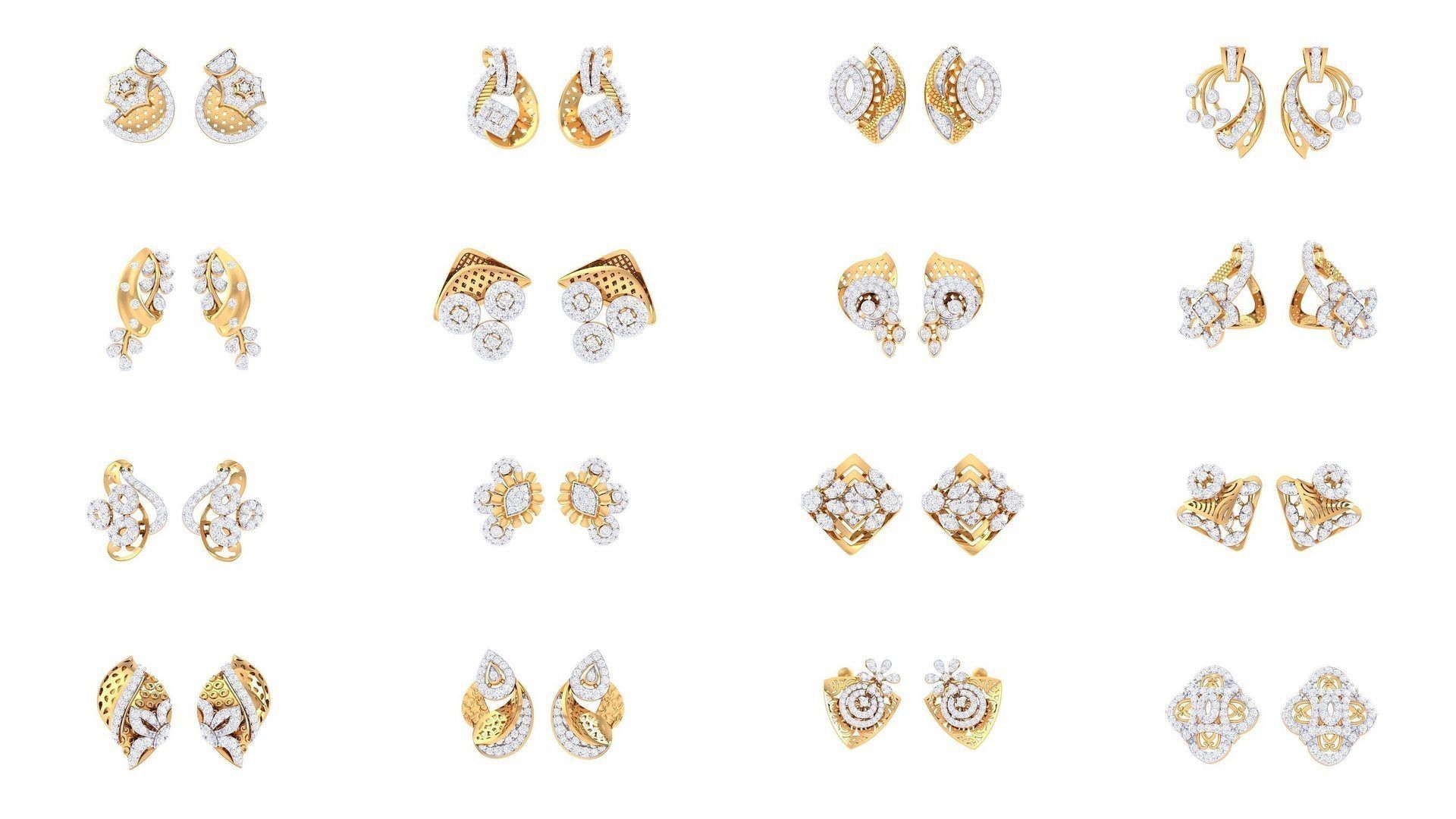37 Women Stud Earring 3dm STL OBJ FBX Renders Details Collection _1