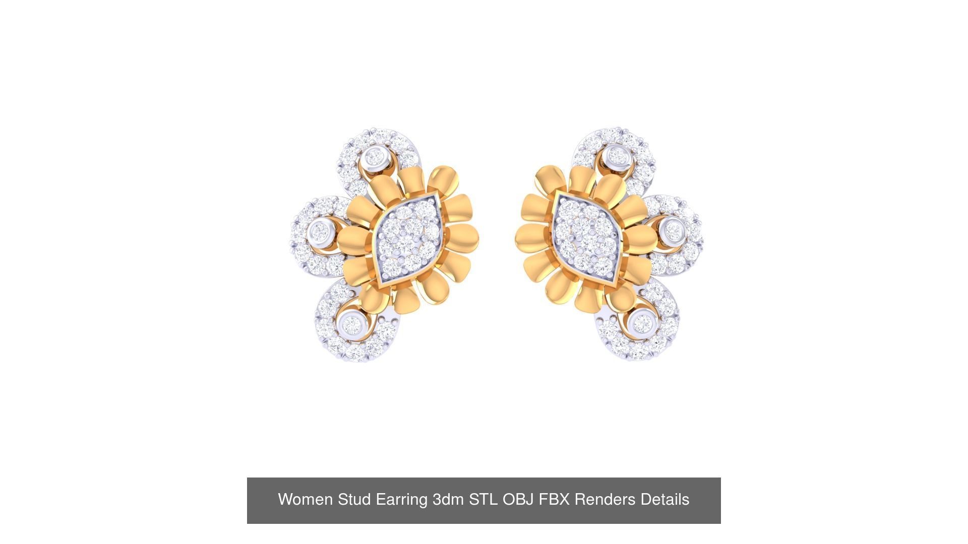 37 Women Stud Earring 3dm STL OBJ FBX Renders Details Collection _30