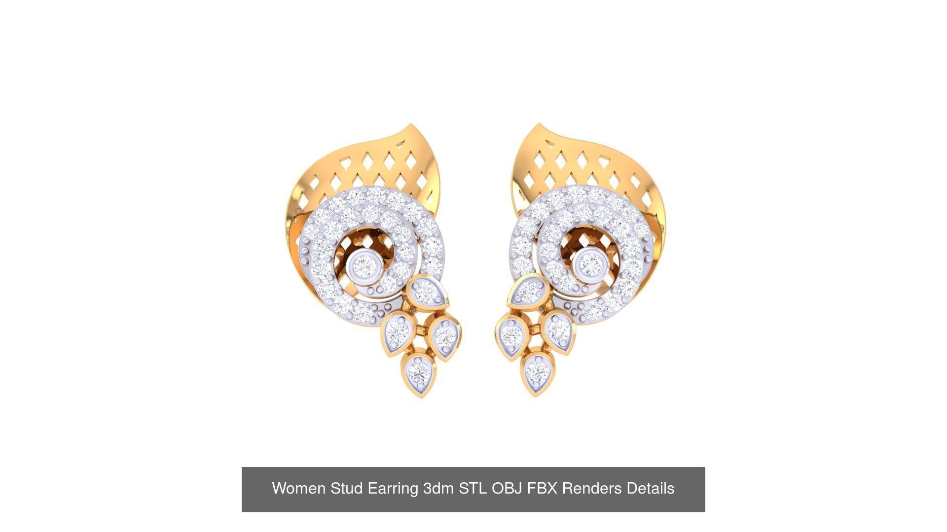37 Women Stud Earring 3dm STL OBJ FBX Renders Details Collection _27