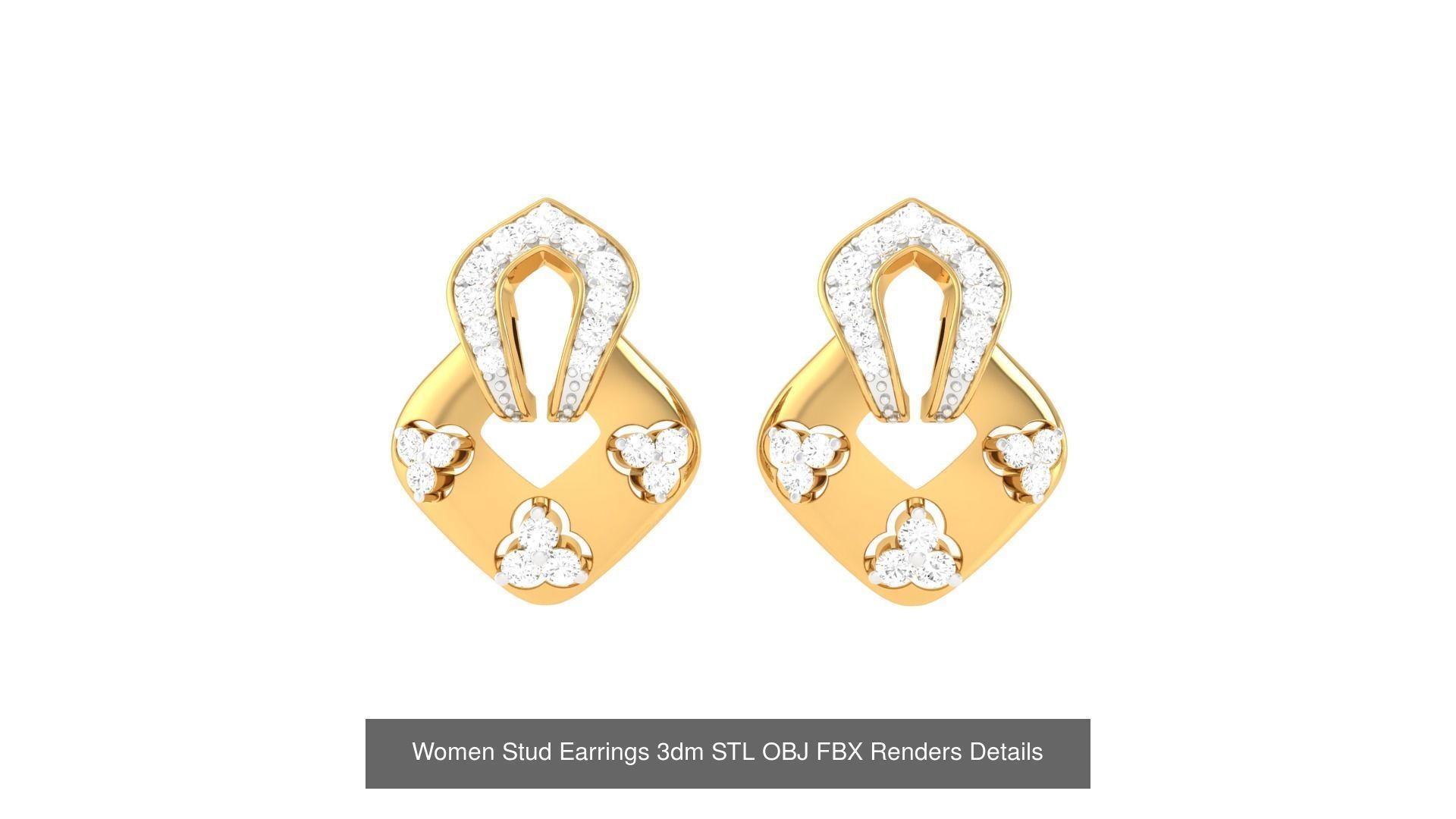 37 Women Stud Earring 3dm STL OBJ FBX Renders Details Collection _20