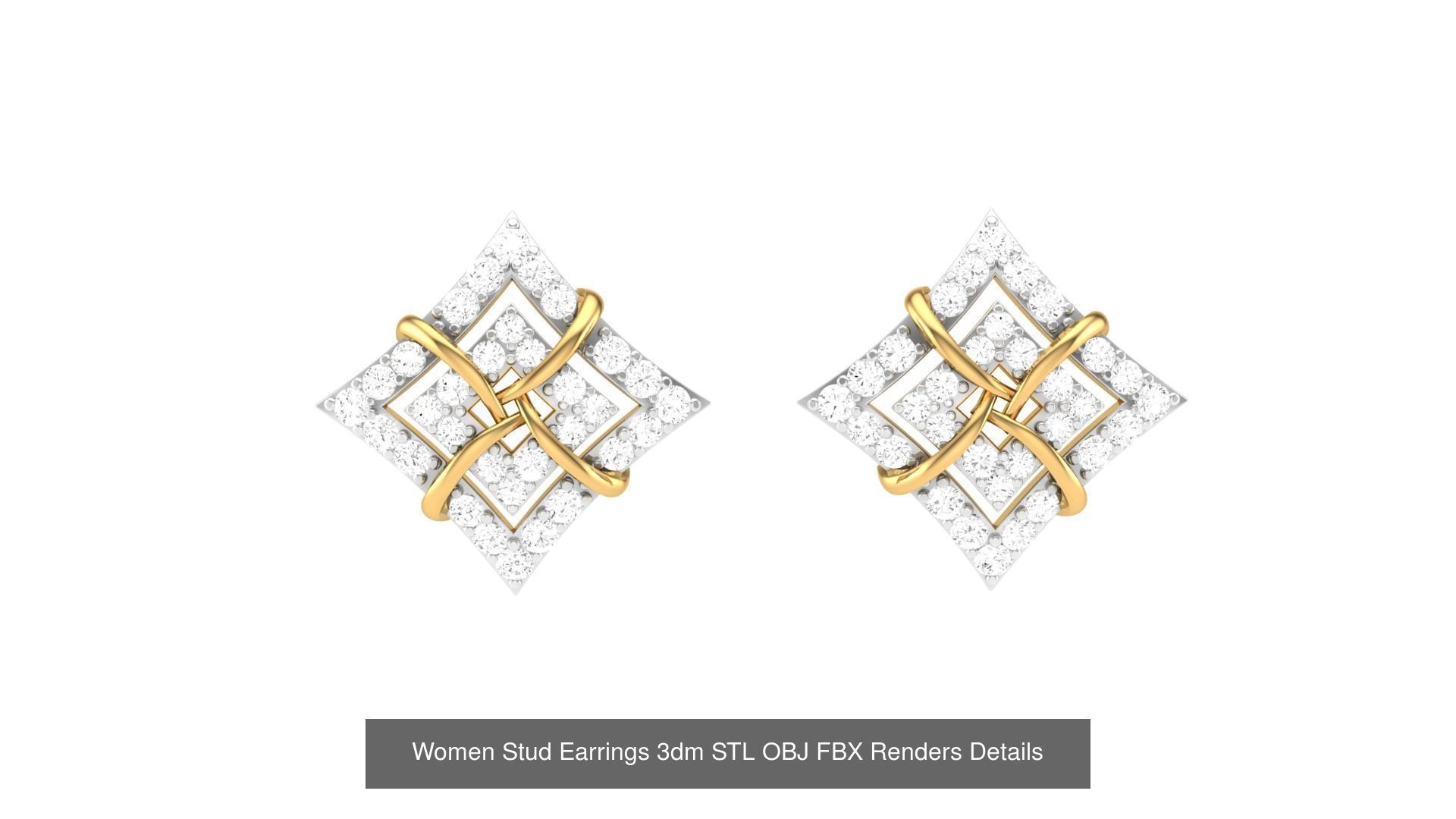 37 Women Stud Earring 3dm STL OBJ FBX Renders Details Collection _18