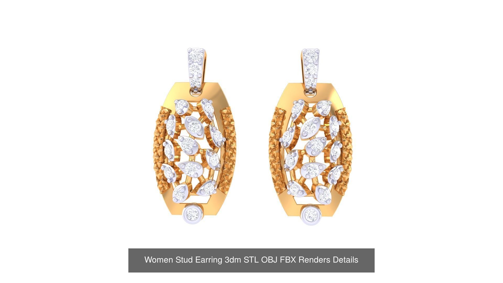37 Women Stud Earring 3dm STL OBJ FBX Renders Details Collection _41