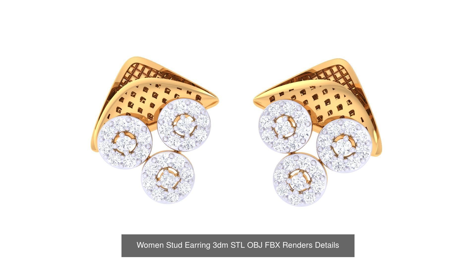 37 Women Stud Earring 3dm STL OBJ FBX Renders Details Collection _26