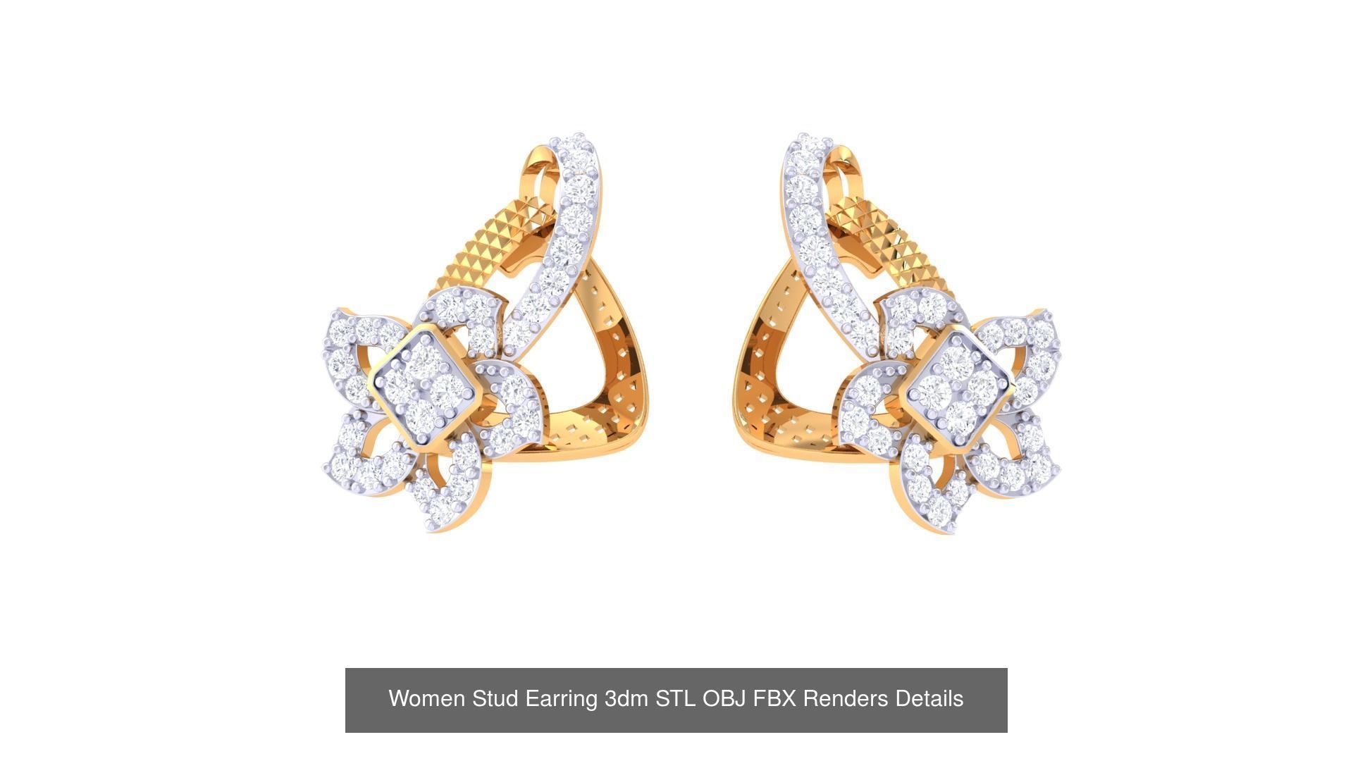 37 Women Stud Earring 3dm STL OBJ FBX Renders Details Collection _28