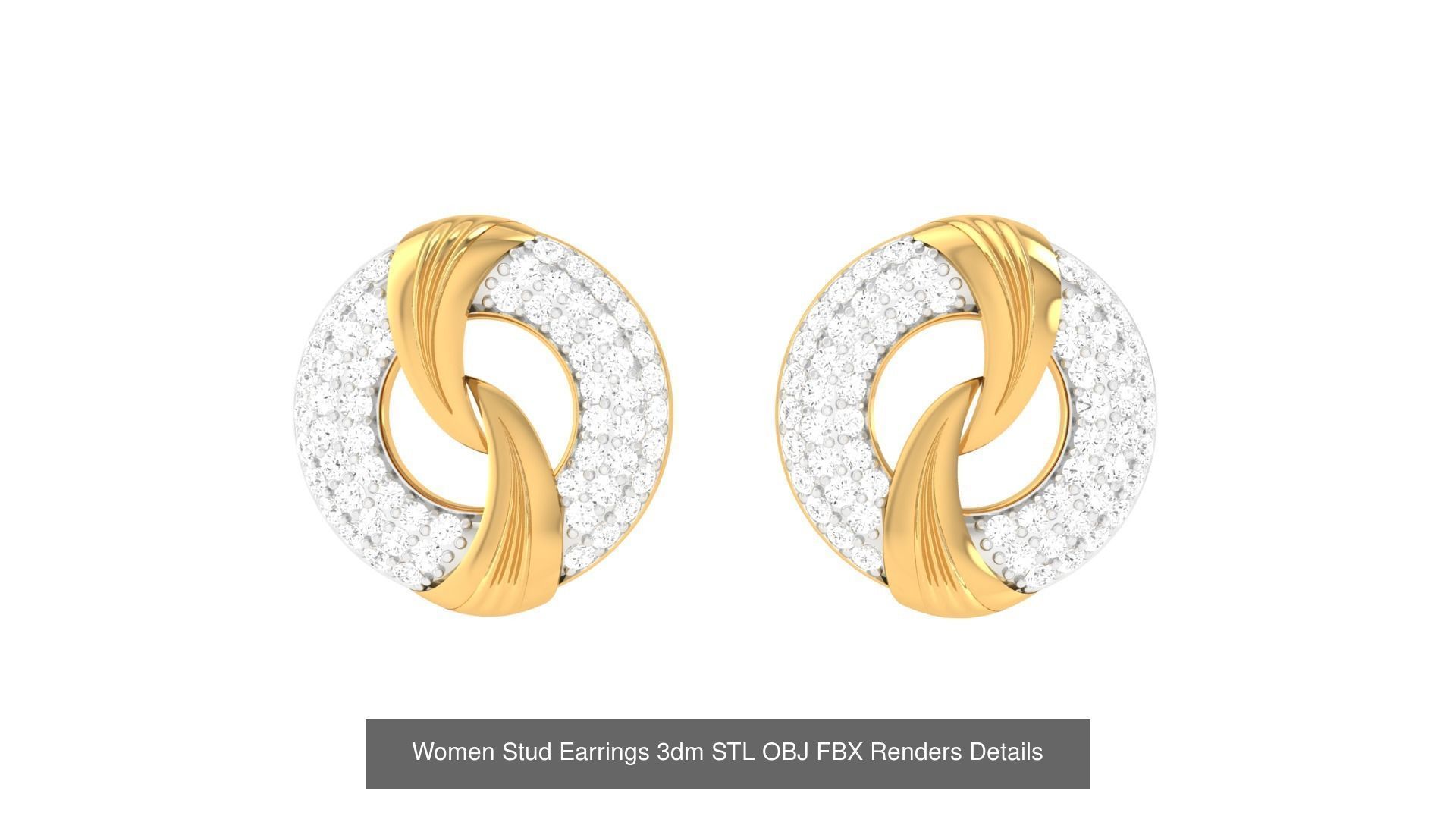 37 Women Stud Earring 3dm STL OBJ FBX Renders Details Collection _19