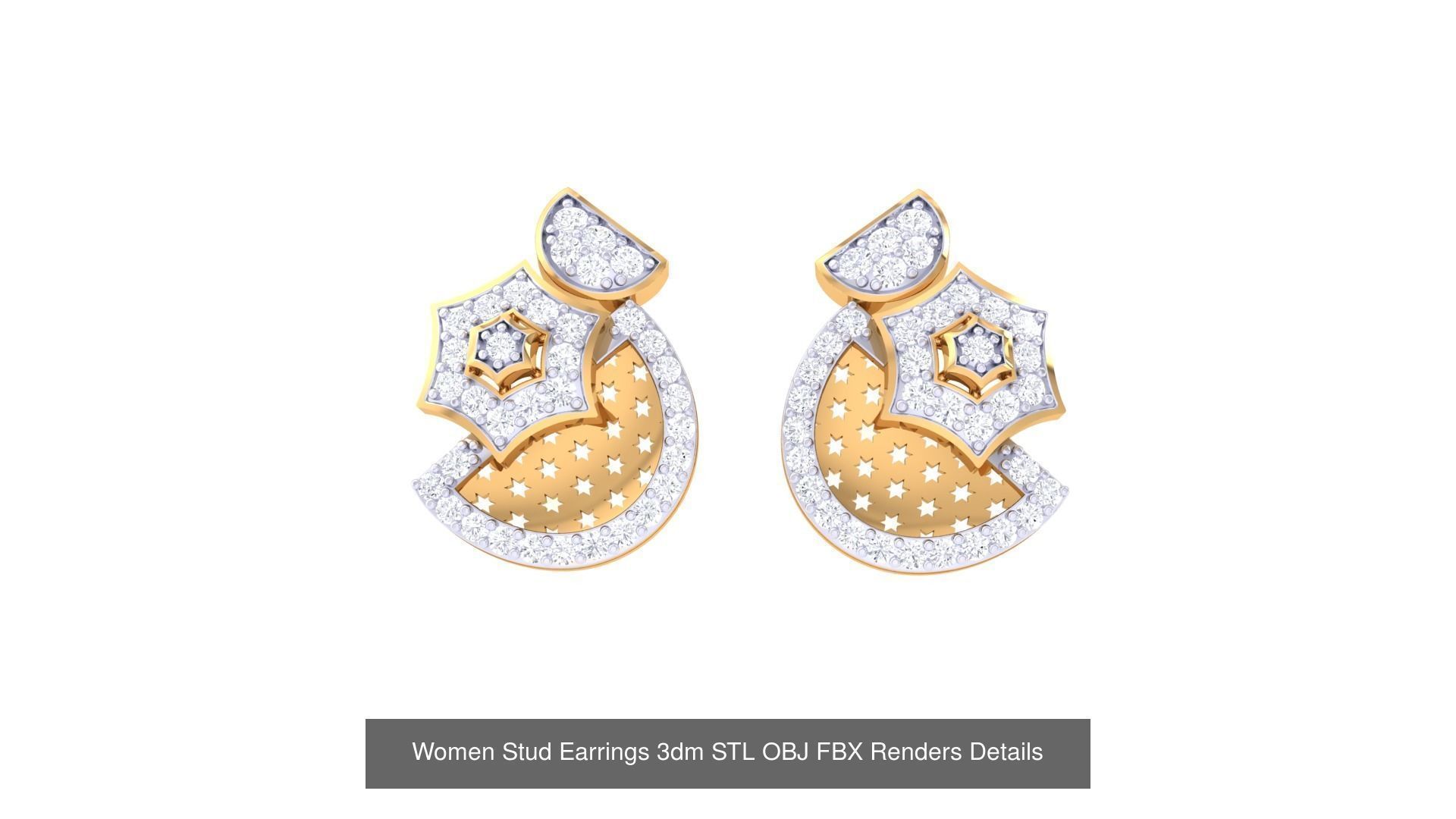 37 Women Stud Earring 3dm STL OBJ FBX Renders Details Collection _21