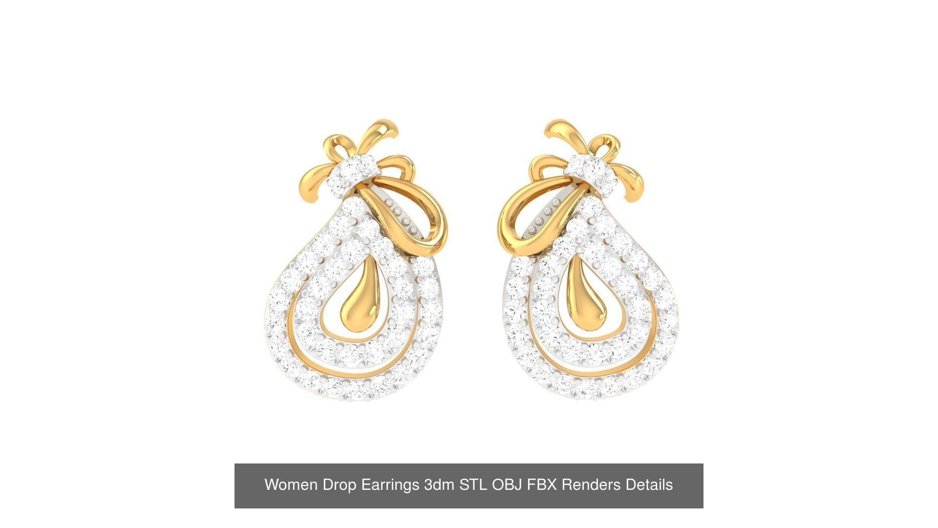 37 Women Stud Earring 3dm STL OBJ FBX Renders Details Collection _15