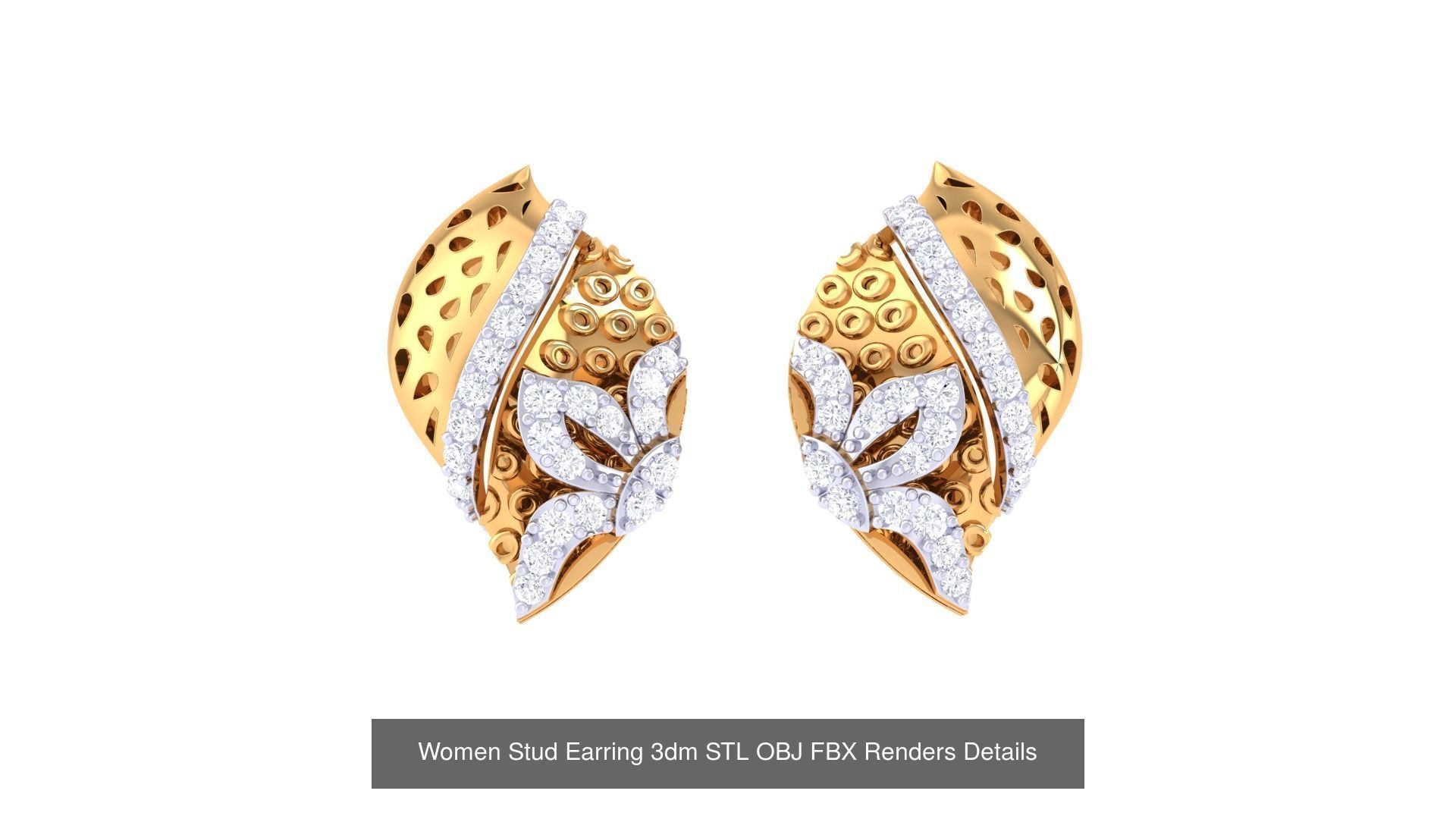 37 Women Stud Earring 3dm STL OBJ FBX Renders Details Collection _33