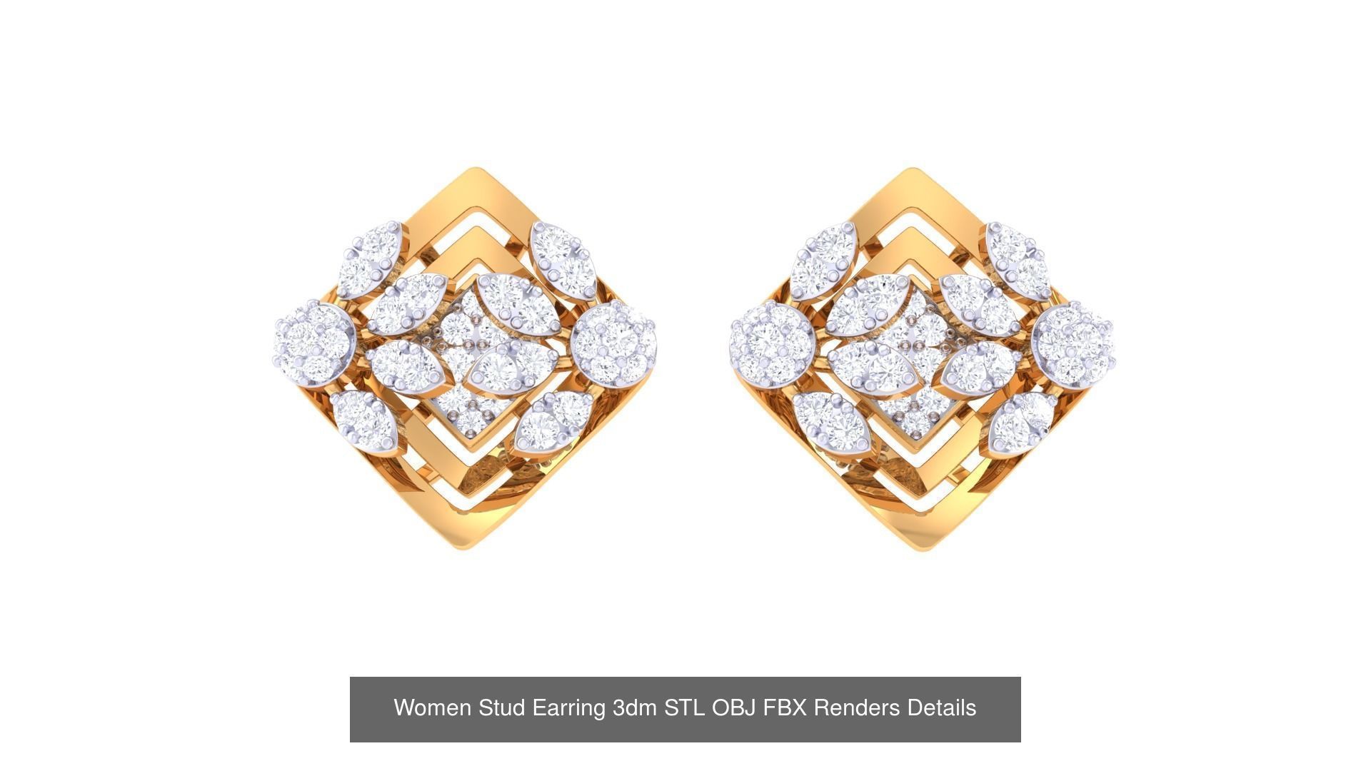 37 Women Stud Earring 3dm STL OBJ FBX Renders Details Collection _31
