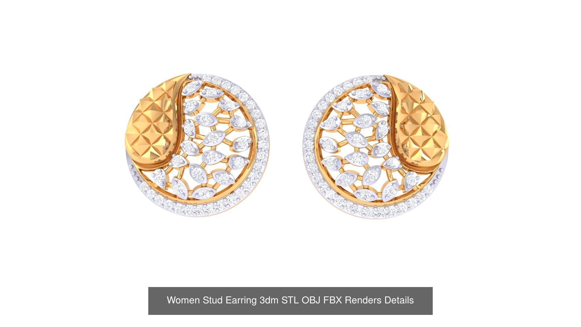 37 Women Stud Earring 3dm STL OBJ FBX Renders Details Collection _40