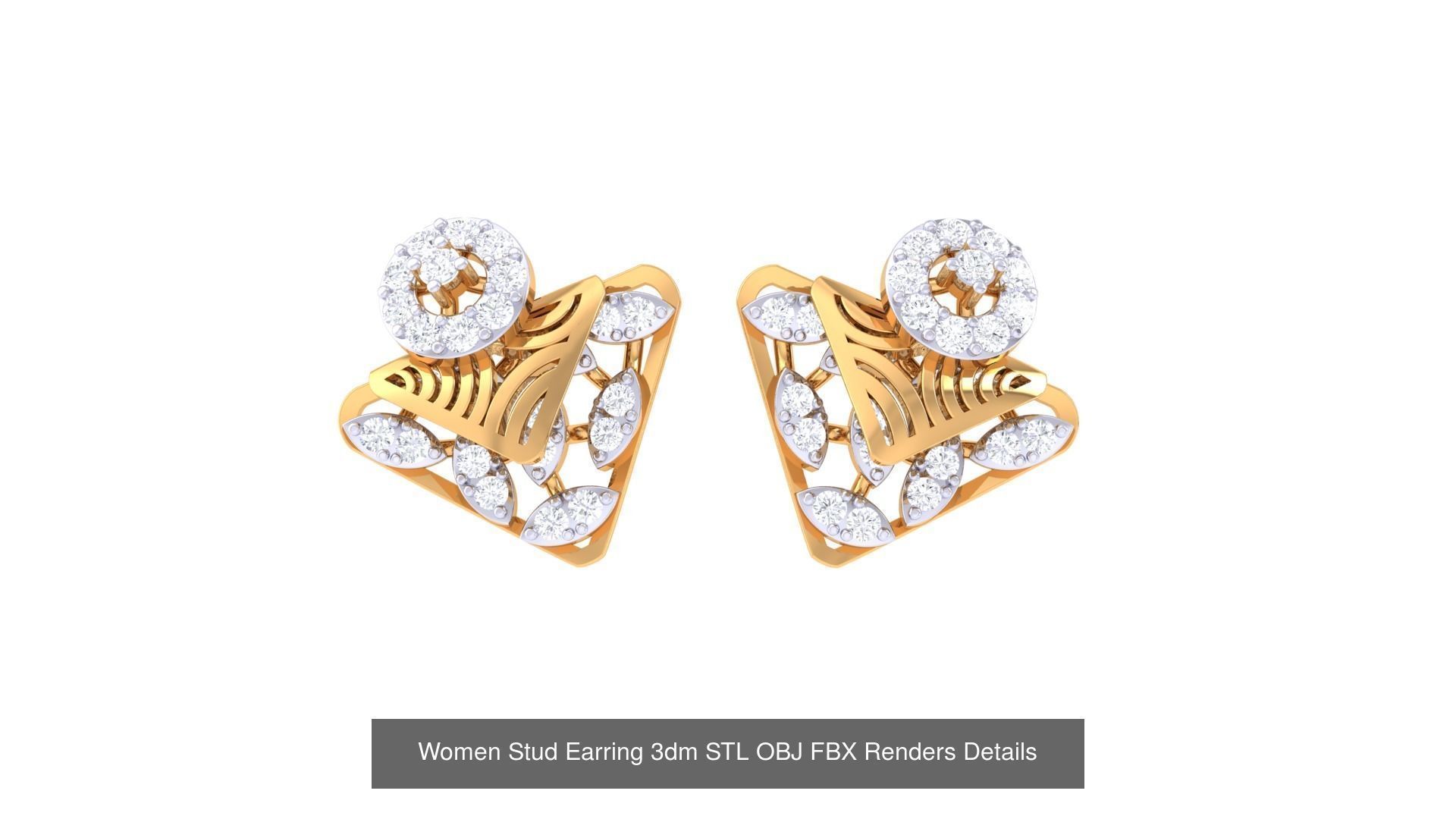 37 Women Stud Earring 3dm STL OBJ FBX Renders Details Collection _32