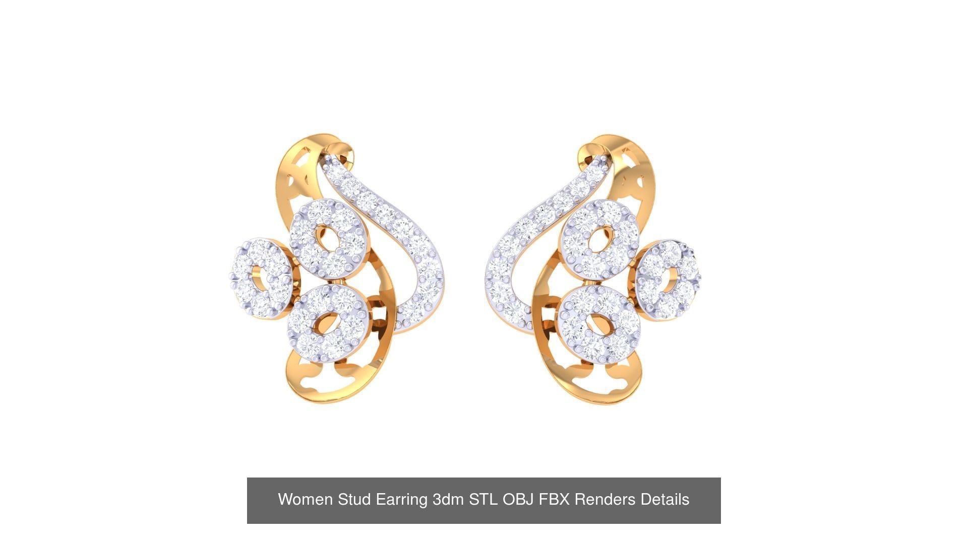 37 Women Stud Earring 3dm STL OBJ FBX Renders Details Collection _29