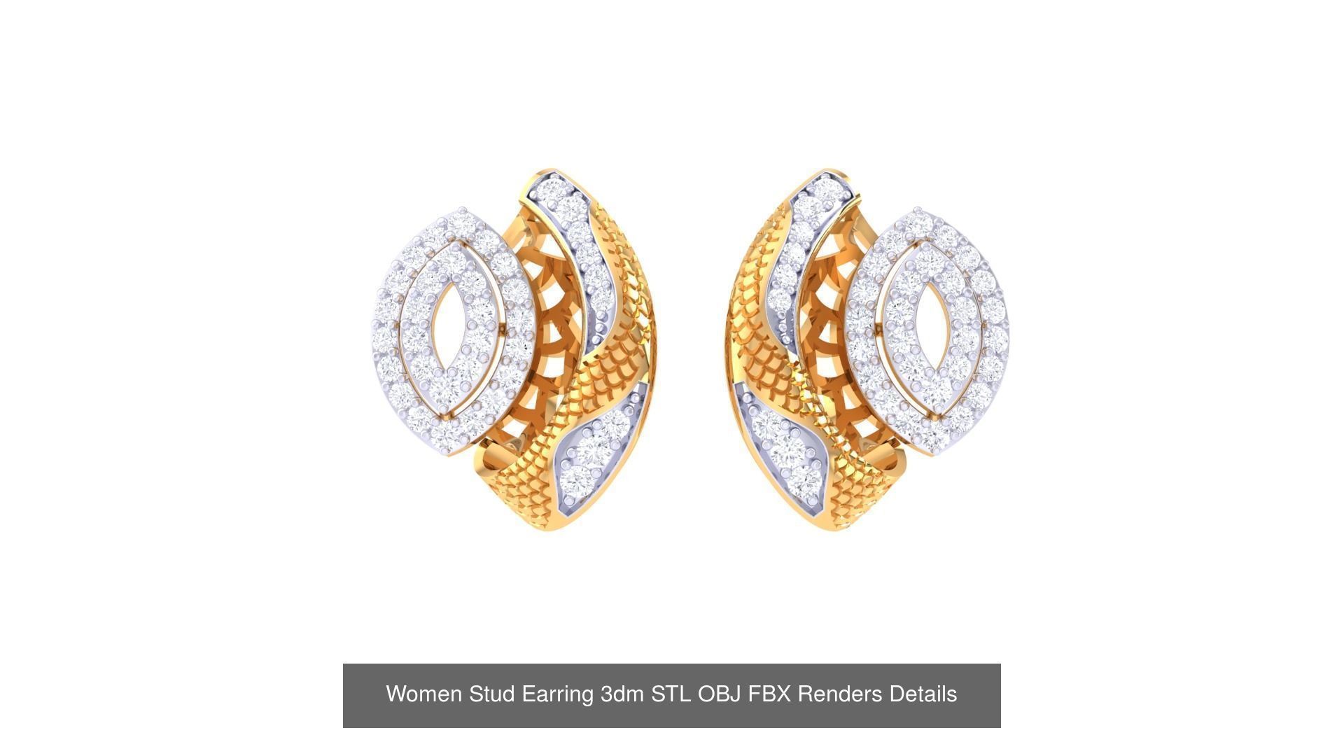 37 Women Stud Earring 3dm STL OBJ FBX Renders Details Collection _23