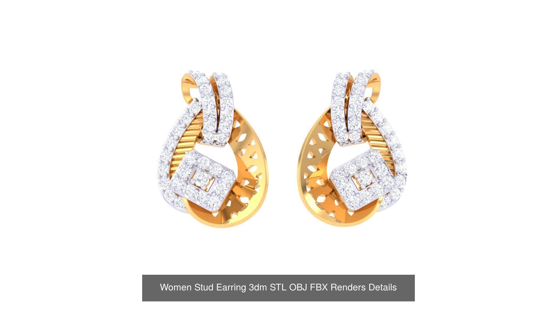 37 Women Stud Earring 3dm STL OBJ FBX Renders Details Collection _22