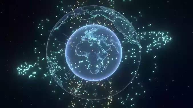 Animated Hologram Planet Earth No 6 Sci-Fi 3D Model 8k Textures