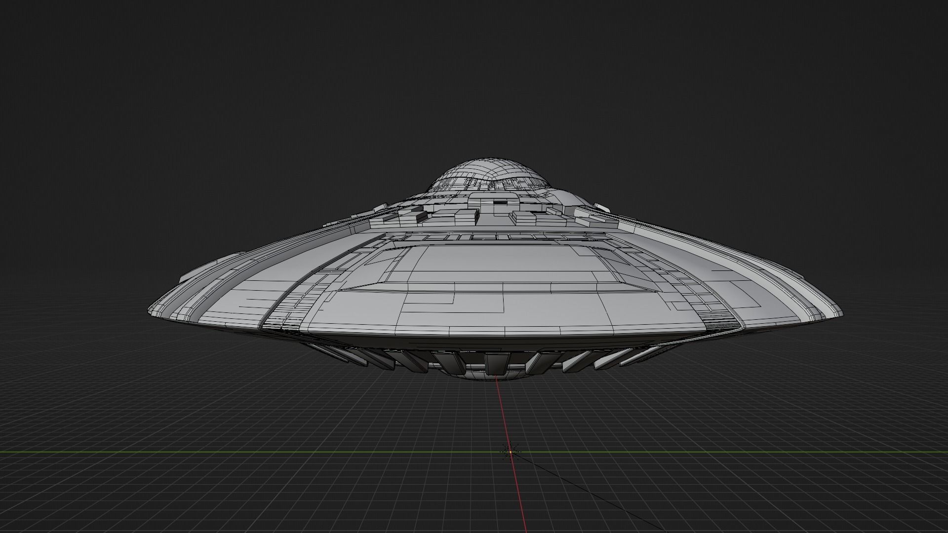 UFO 1 Golden Low Poly Game Asset Low-poly 3D model_6