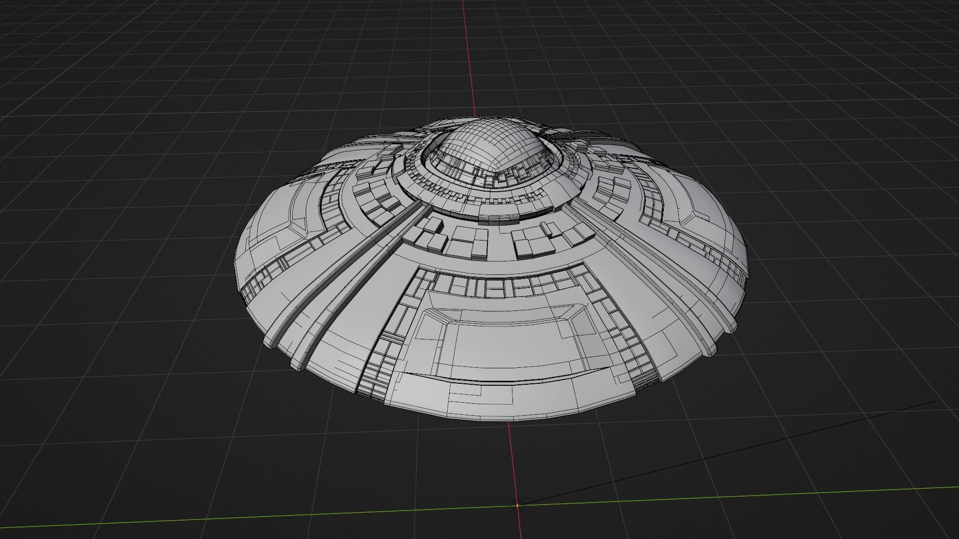 UFO 1 Golden Low Poly Game Asset Low-poly 3D model_8