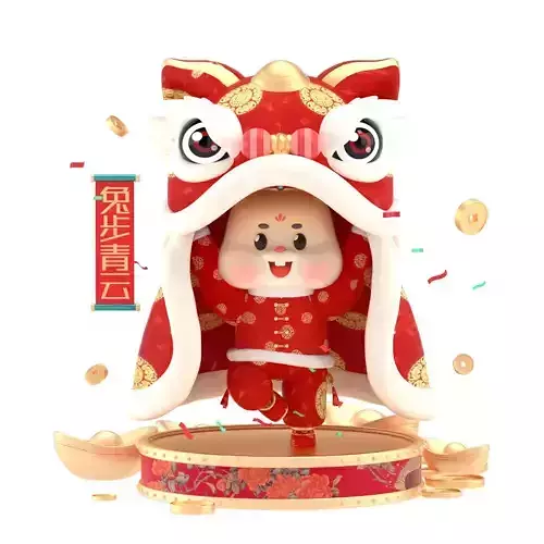 C4D model - auspicious Chinese New Year rabbit year