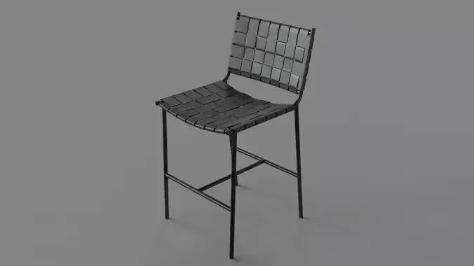 Woven Black Leather Counter Stool 24