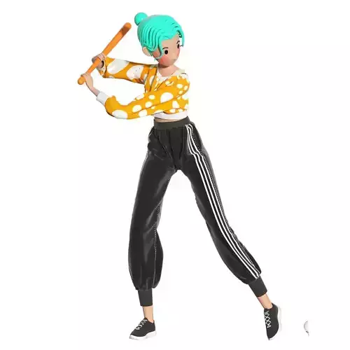 C4D model - cartoon sports girl