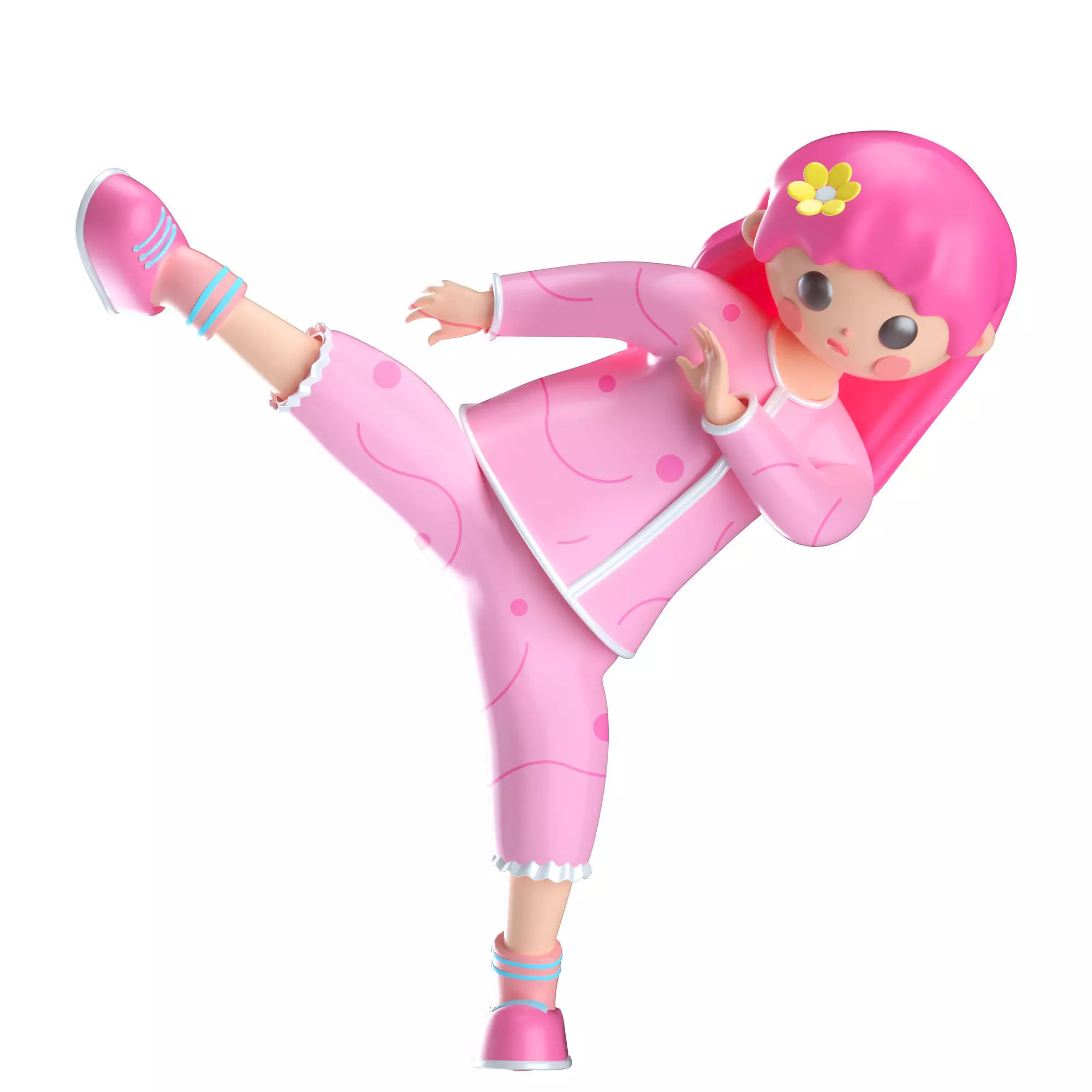 C4D model - home fitness cartoon girl 3D model