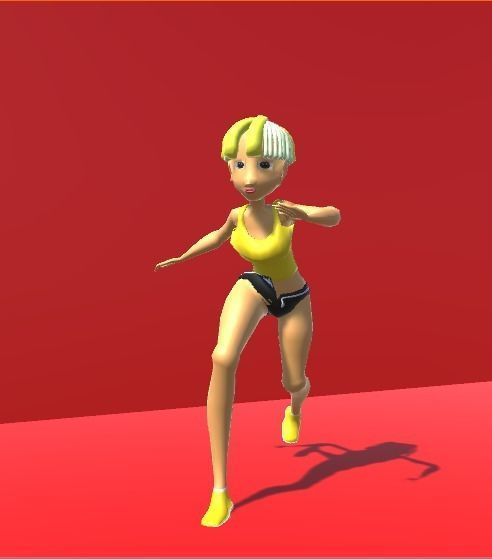 Female anime character  Low-poly 3D model_3