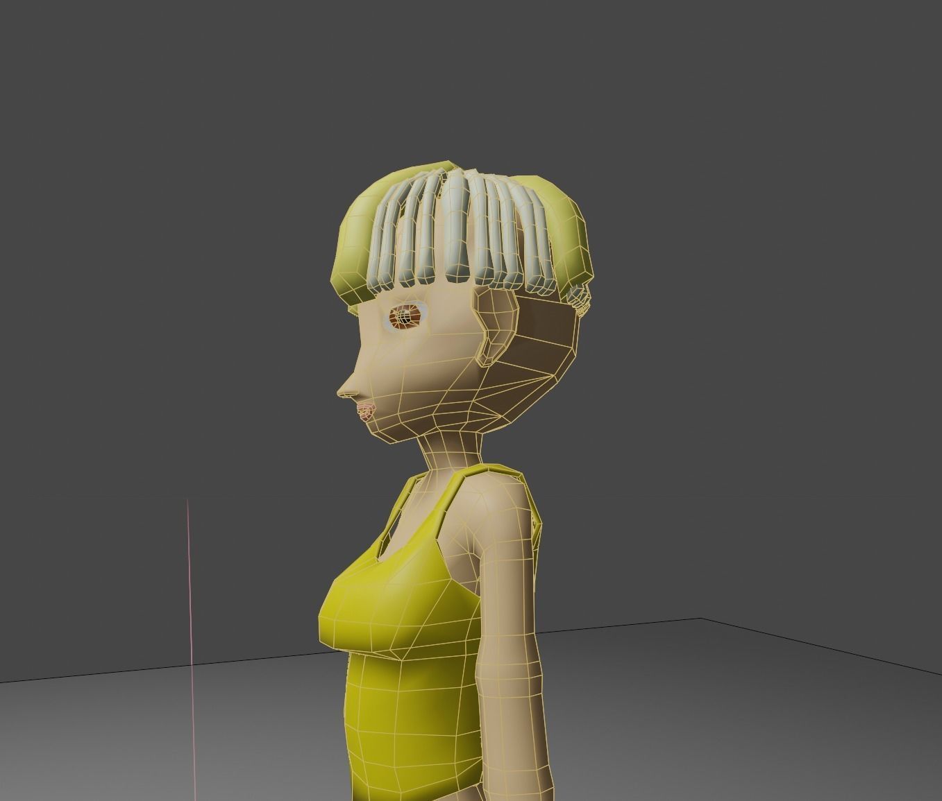 Female anime character  Low-poly 3D model_13