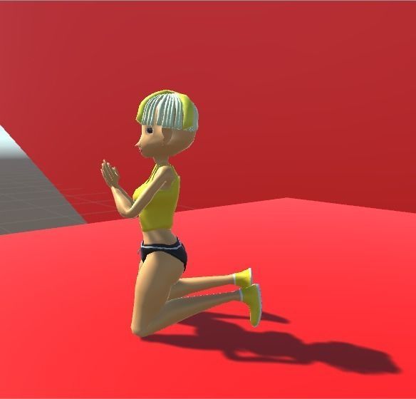Female anime character  Low-poly 3D model_4