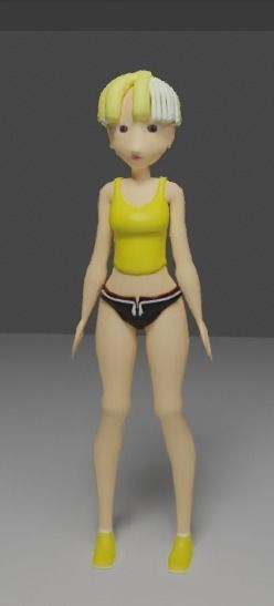 Female anime character  Low-poly 3D model_10