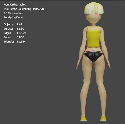 Female anime character  Low-poly 3D model_9