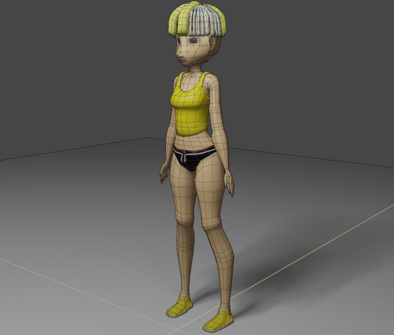Female anime character  Low-poly 3D model_14