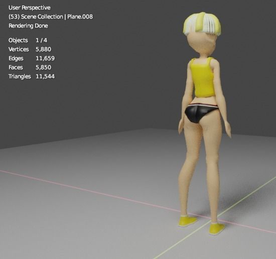Female anime character  Low-poly 3D model_12