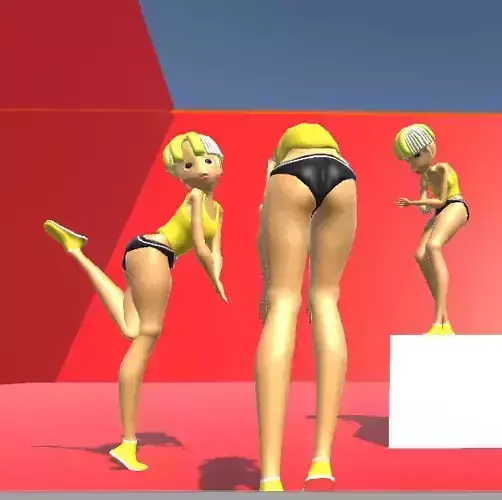 Female anime character  Low-poly 3D model