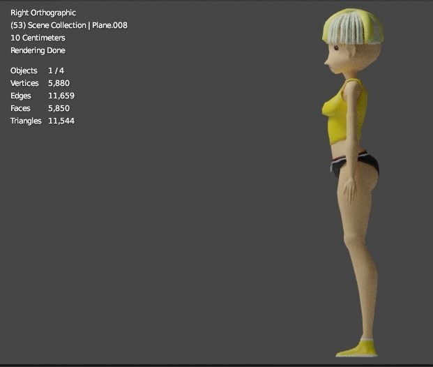 Female anime character  Low-poly 3D model_8