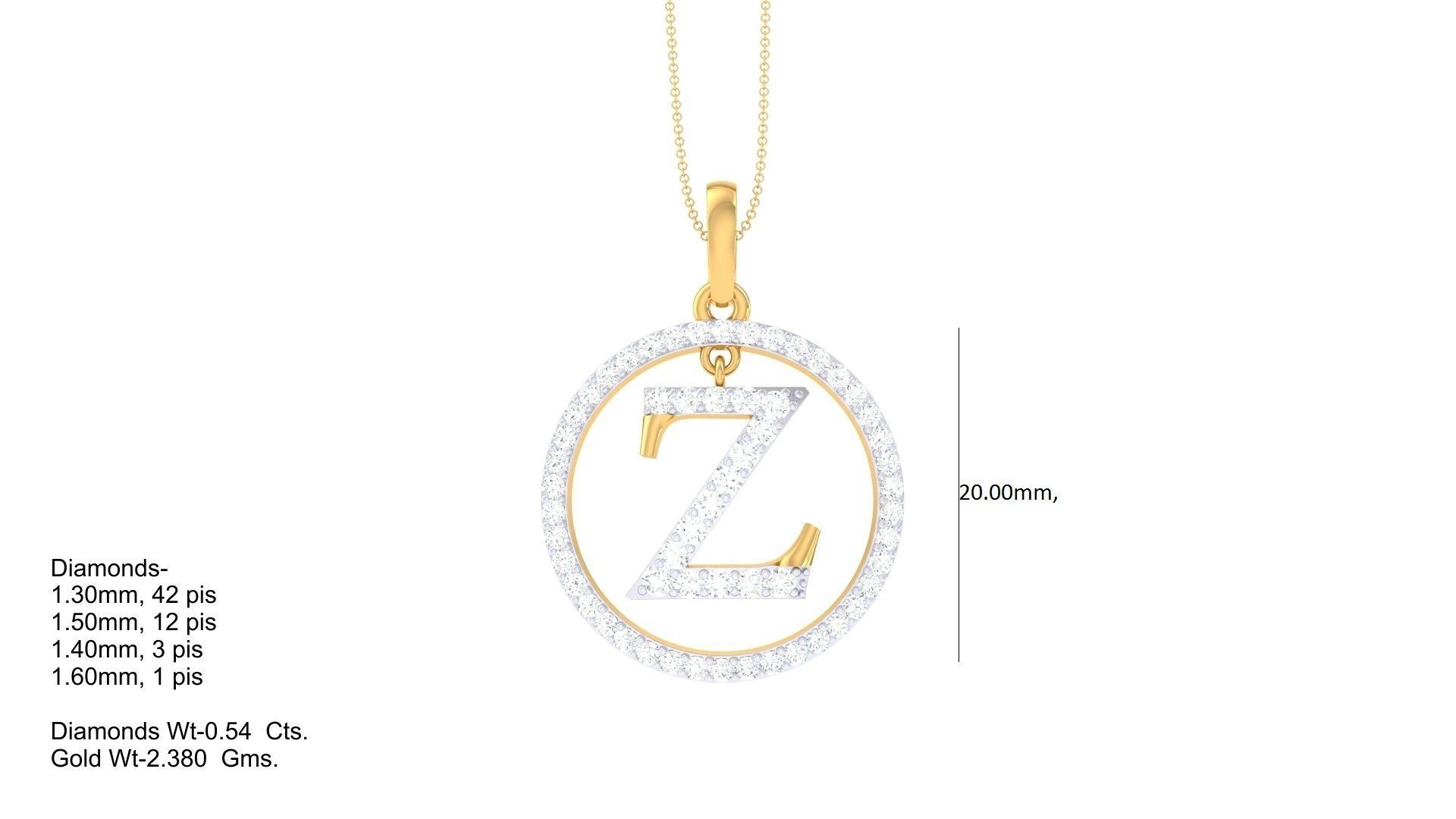 26 Alphabet letter Initials Pendants Charms 3D print model_18