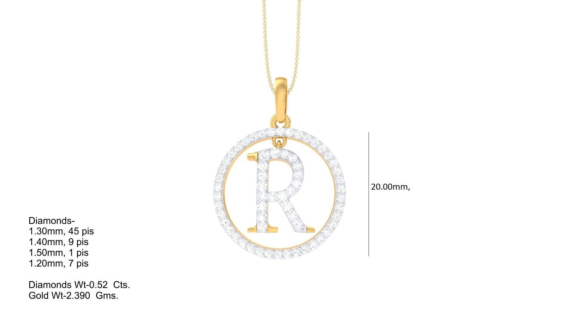 26 Alphabet letter Initials Pendants Charms 3D print model_10