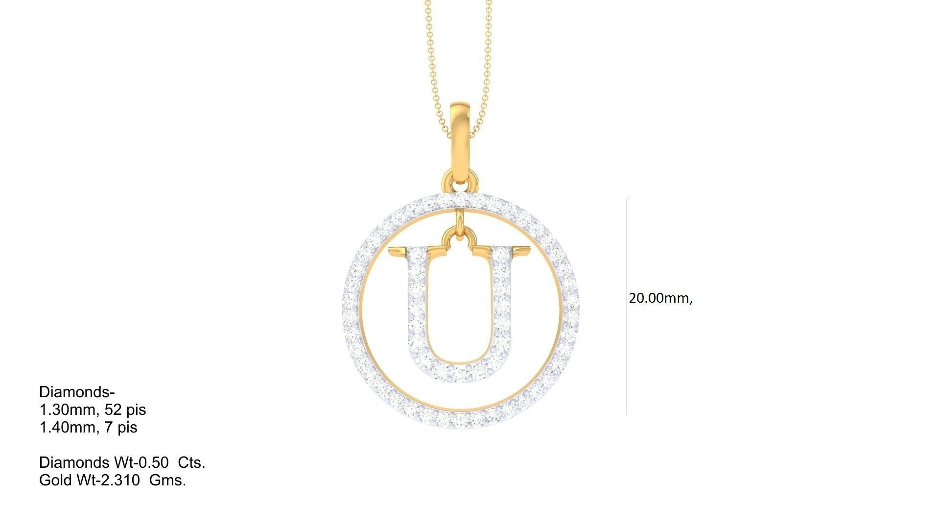 26 Alphabet letter Initials Pendants Charms 3D print model_15