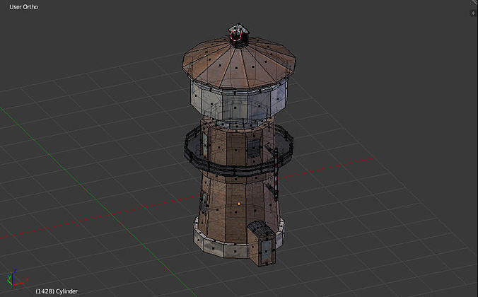 Old railway water tower Low-poly 3D model 6