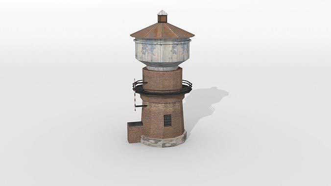 Old railway water tower Low-poly 3D model 5