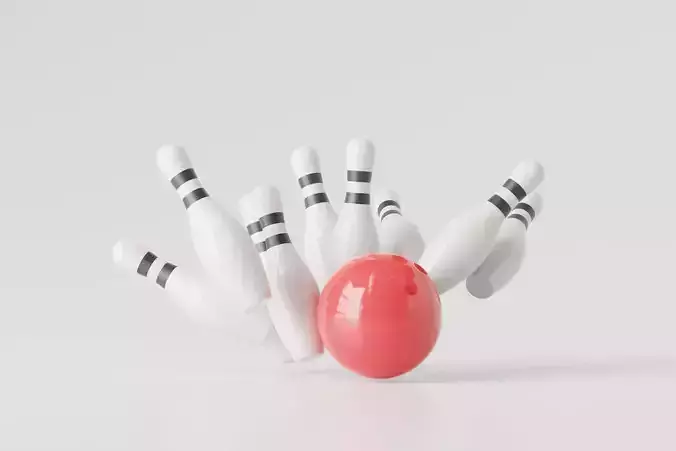 Bowling ball and skittles